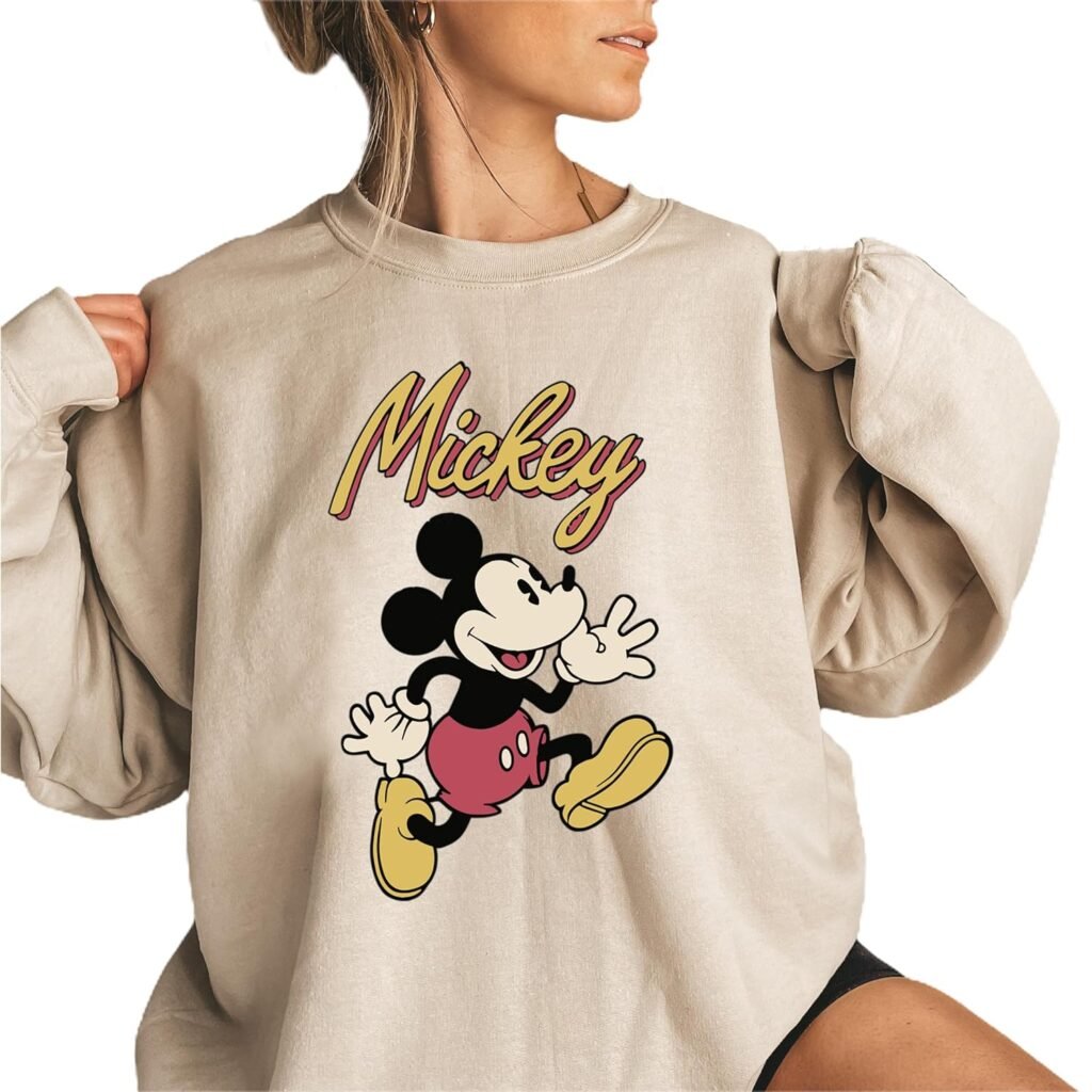 Vintage Mouse Portrait Sweatshirt, Classic Mouse Sweater For Women and Men, Mickey  Friends, Retro Sweatshirt (S, Sand)
