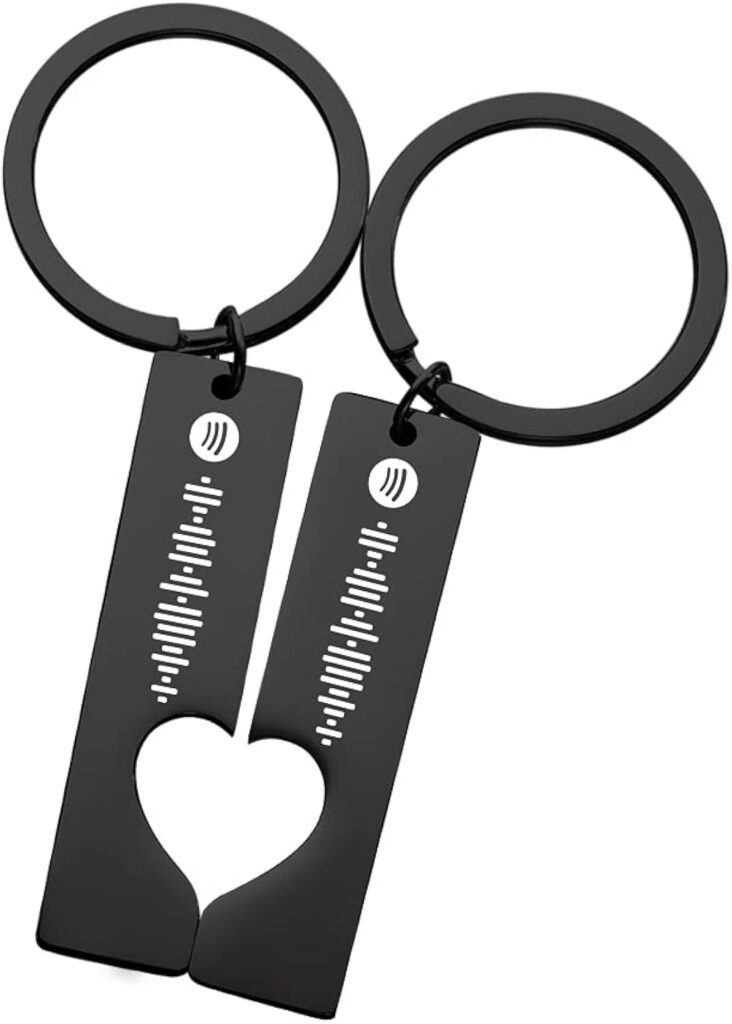 Personalized Music Spotify Code Keychain Custom Engraved Song Stainless Steel Heart Couples Keychain Gifts