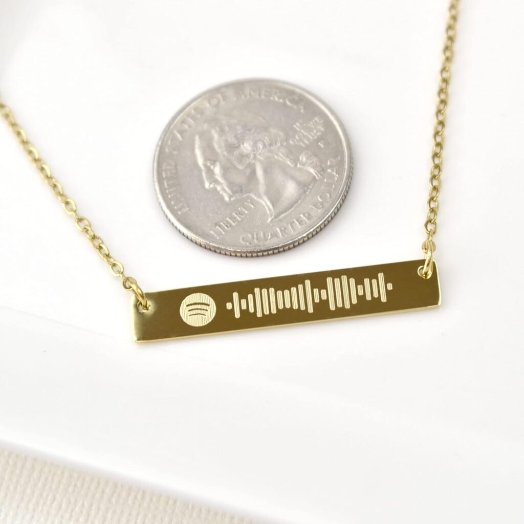 Spotify Necklace, Customizable Your Name Bar Necklace, Custom Spotify Code Necklace, Personalized Gift, Personalized Necklace for Her, Personalized Spotify Necklace, Aniversary bridesmaid Gift for Wom