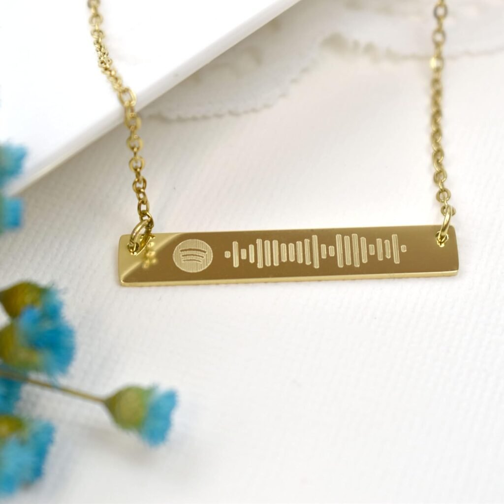 Spotify Necklace, Customizable Your Name Bar Necklace, Custom Spotify Code Necklace, Personalized Gift, Personalized Necklace for Her, Personalized Spotify Necklace, Aniversary bridesmaid Gift for Wom