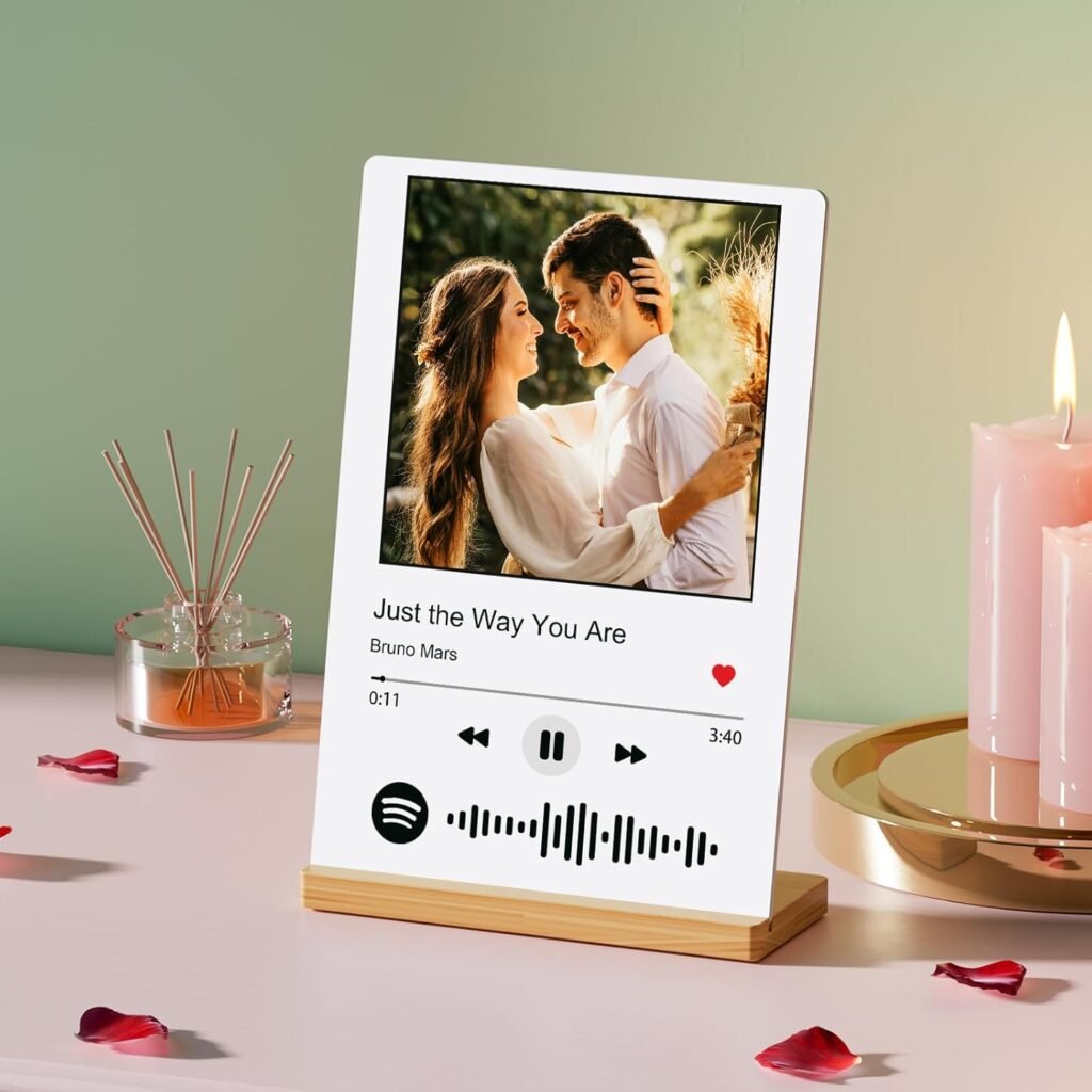 witfox Spotify Plaque Personalized Gifts for Women Men - Acrylic Spotify Song Plaque - Custom Gifts for Boyfriend Girlfriend - Customized Birthday Christmas Valentines Day Gifts for Him Her