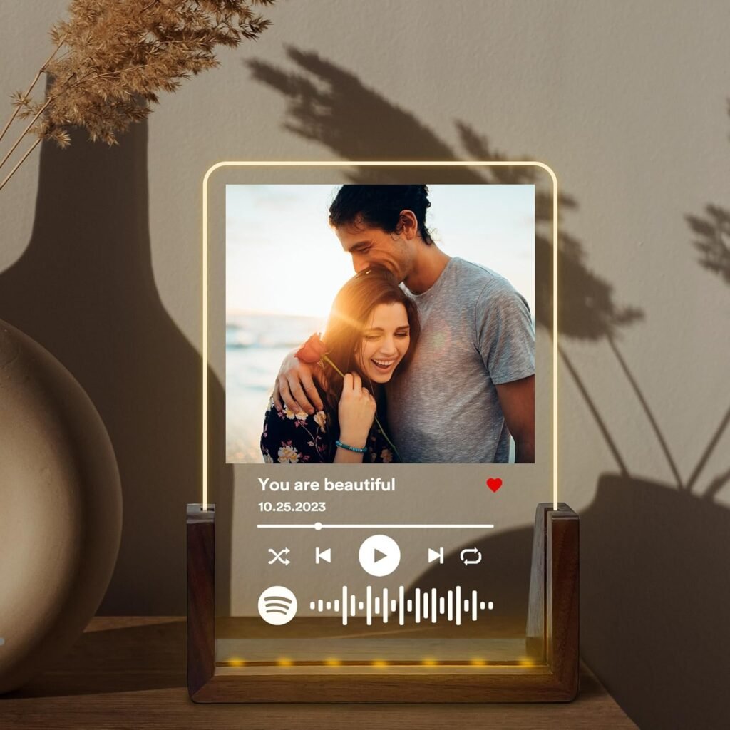 Personalized Spotify Acrylic Plaque with Photo/Text, Custom Gift for Him Her, Customized Acrylic Plaque Gifts for Boyfriend Girlfriend, Groom, Bride, Wedding, Anniversary