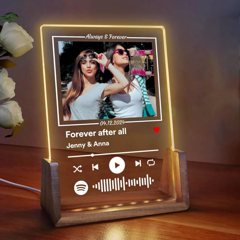 Personalized Spotify Acrylic Plaque with Photo/Text, Custom Gift for Him Her, Customized Acrylic Plaque Gifts for Boyfriend Girlfriend, Groom, Bride, Wedding, Anniversary